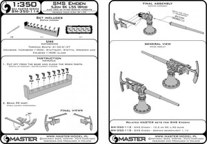 Master SM-350-114 SMS Emden - Canons SK L/55 de 5,2 cm à l&amp;#39;échelle 1/350 – immagine 7