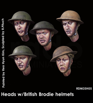RADO Miniatures RDM35H05 Têtes portant un casque Brodie britannique 1/35