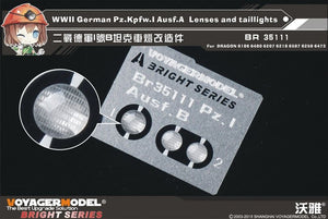 Maquette Voyager BR35111 Char allemand Pz.Kpfw.I Ausf.A de la Seconde Guerre mondiale, lentilles et feux arrière, échelle 1/35