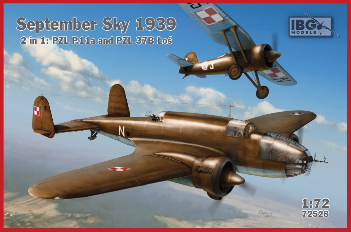 IBG 72528 Ciel de septembre 1939 : PZL P.11a &amp;amp; PZL.37B Łoś (2en1) 1/72