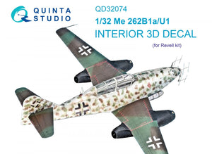 Intérieur imprimé en 3D et coloré sur papier décalcomanie (Revell) Quinta Studio QD32074 Me 262B1a/U-1 1/32