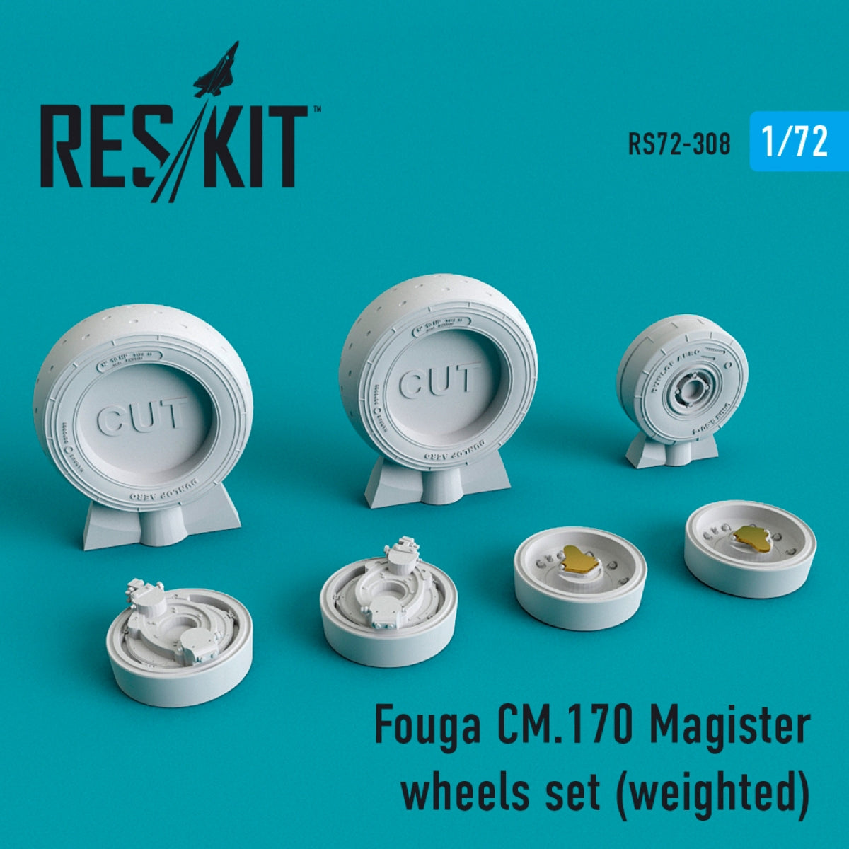 RESKIT RS72-0308 FOUGA CM.170 MAGISTER ENSEMBLE DE ROUES (LESTÉES) 1/72