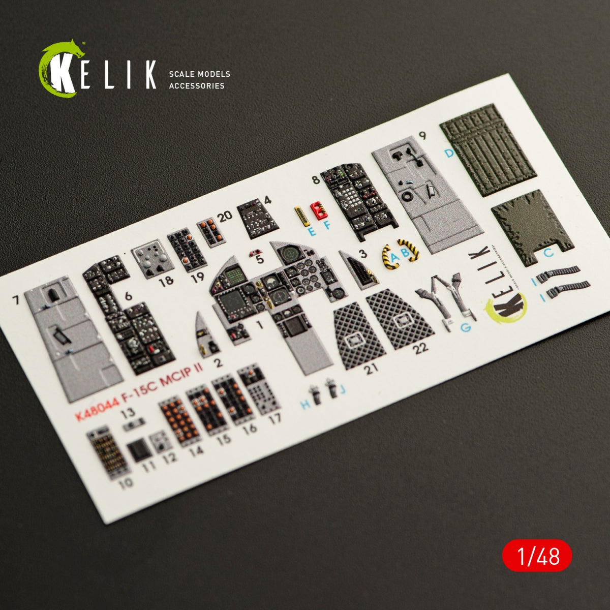 KELIK K48044 F-15C MSIP II EAGLE INTÉRIEUR DÉCALCOMANIES 3D POUR MAQUETTE GWH 1/48