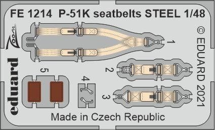 Ceintures de sécurité Eduard FE1214 P-51K en acier, échelle 1/48 