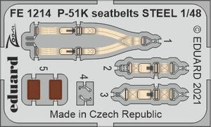 Ceintures de sécurité Eduard FE1214 P-51K en acier, échelle 1/48