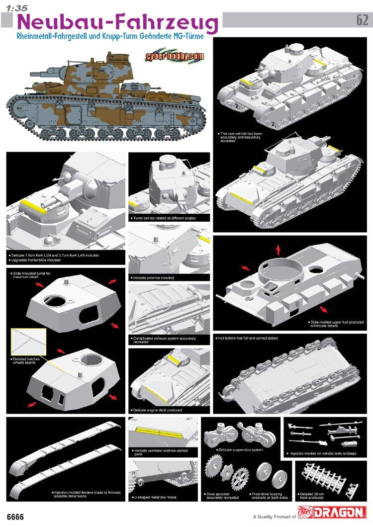 Cyber ​​​​Hobby 6666 Neubau-Fahrzeug Rheinmetall-Fahrgestell et Krupp (1/35)