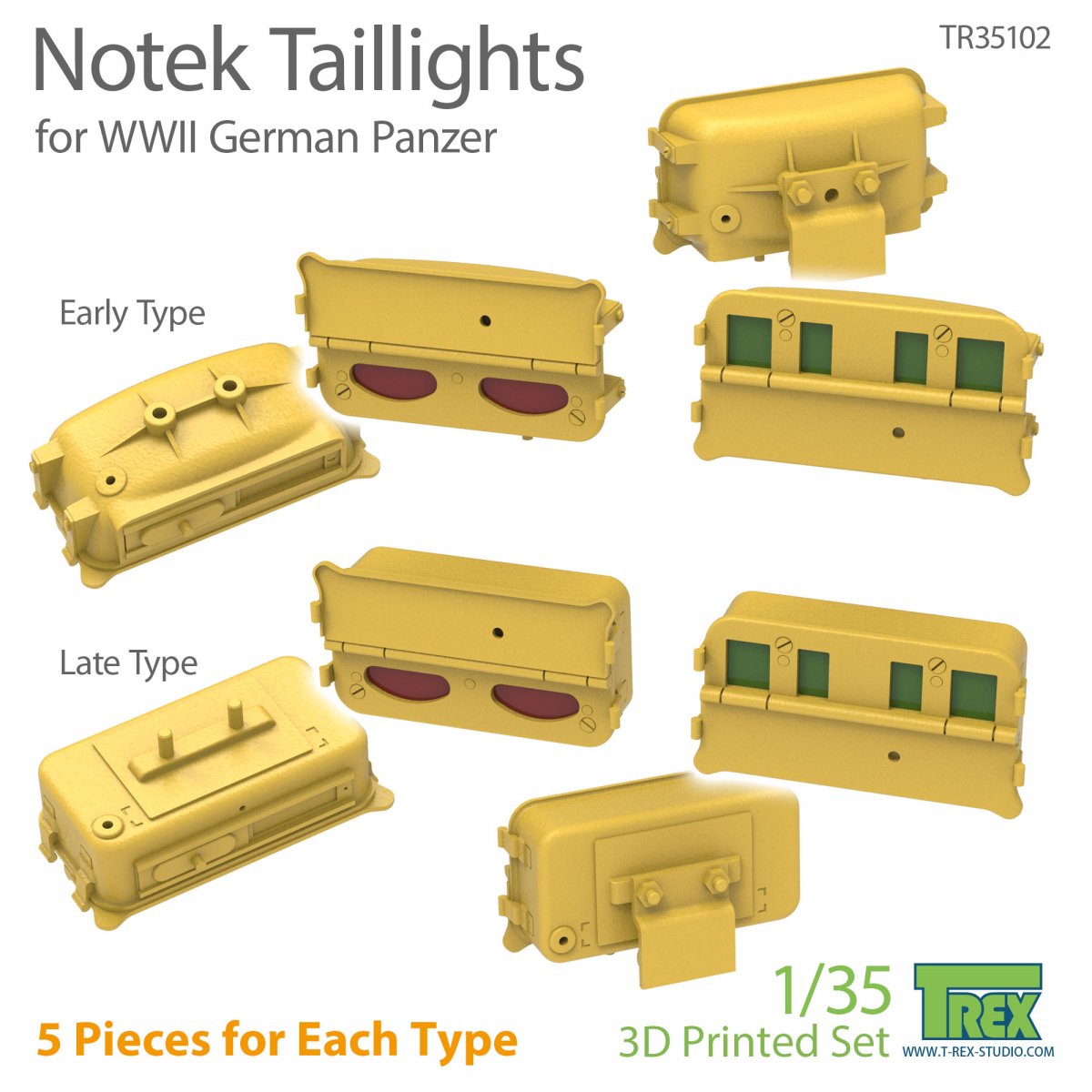 Feux arrière Notek T-Rex Studio TR35102 pour Panzer allemand de la Seconde Guerre mondiale au 1/35