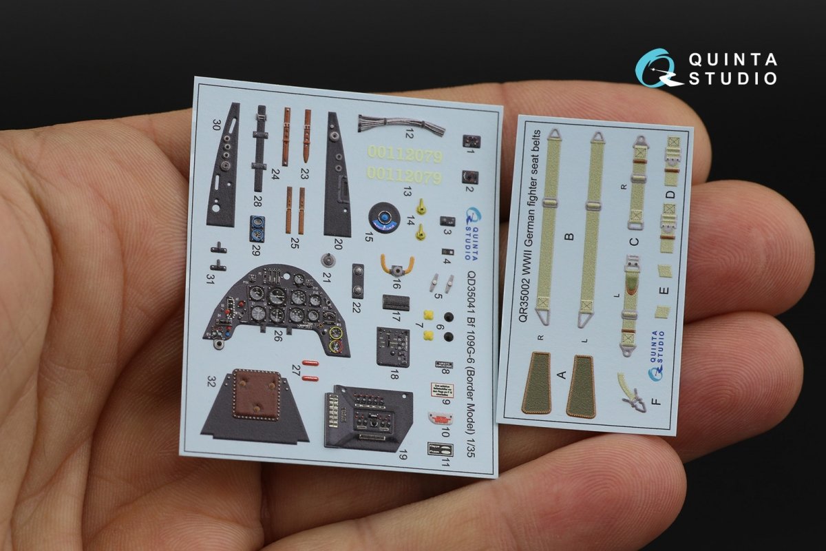 Intérieur imprimé en 3D et coloré sur papier décalcomanie Quinta Studio QD35041 Bf 109G-6 (pour maquette Border Model) 1/35 – image 2