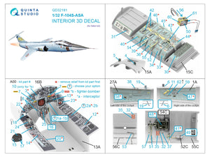 Intérieur coloré imprimé en 3D sur papier décalcomanie Quinta Studio QD32181 F-104S-ASA (Italeri) 1/32 – imagen 7