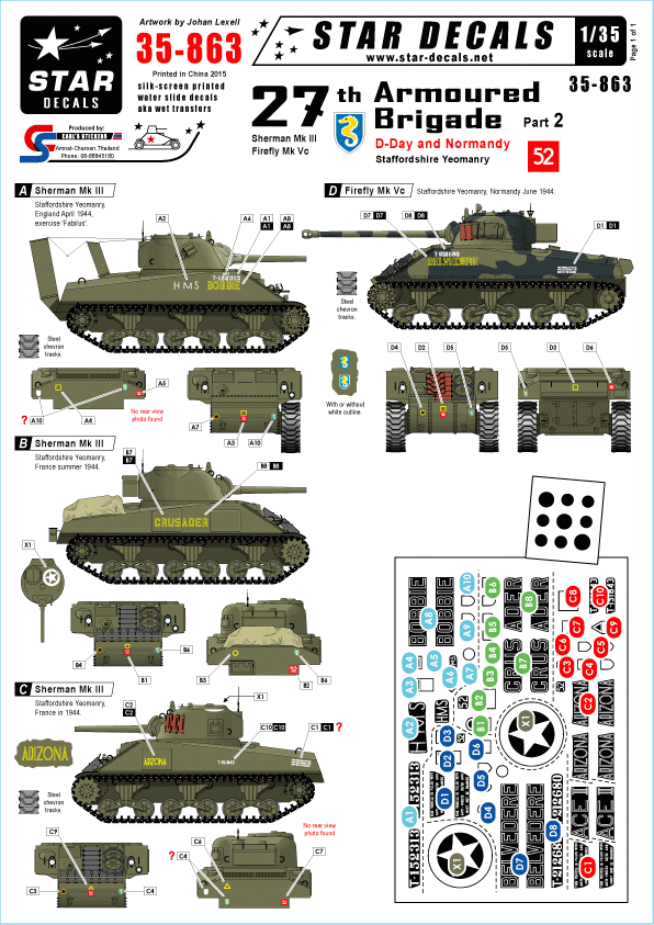 Star Decals 35-863 27e Brigade Blindée n° 2 1/35