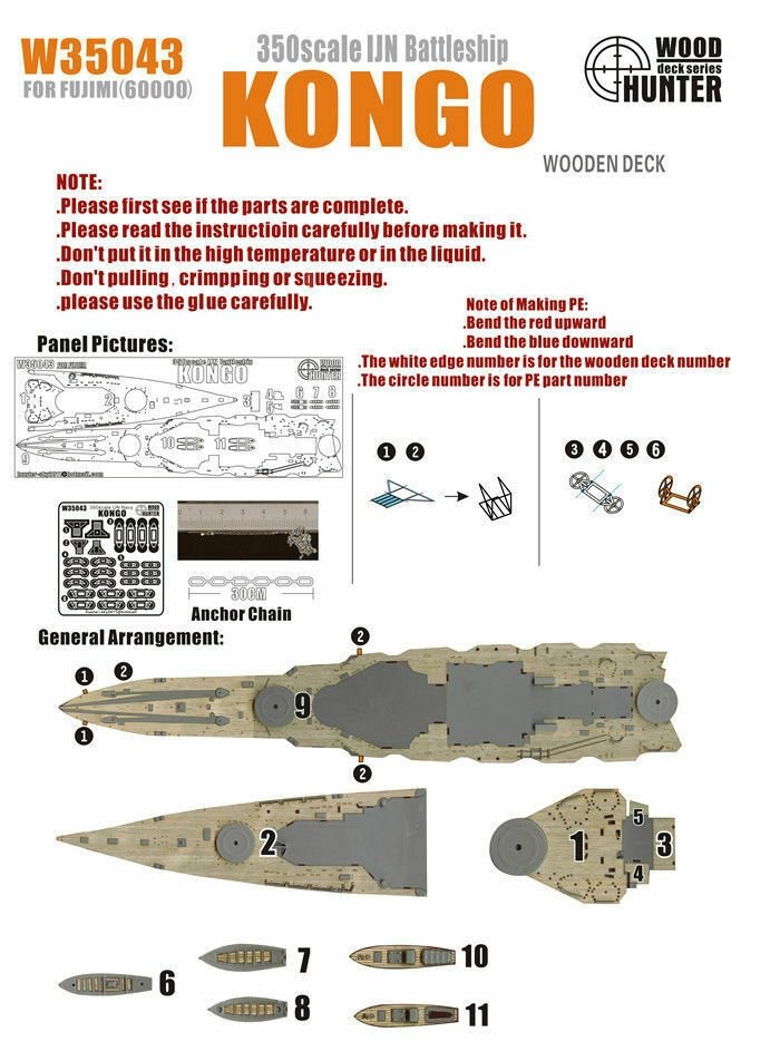 Wood Hunter W35043 Pont en bois IJN Kongo pour Fujimi (1/350)