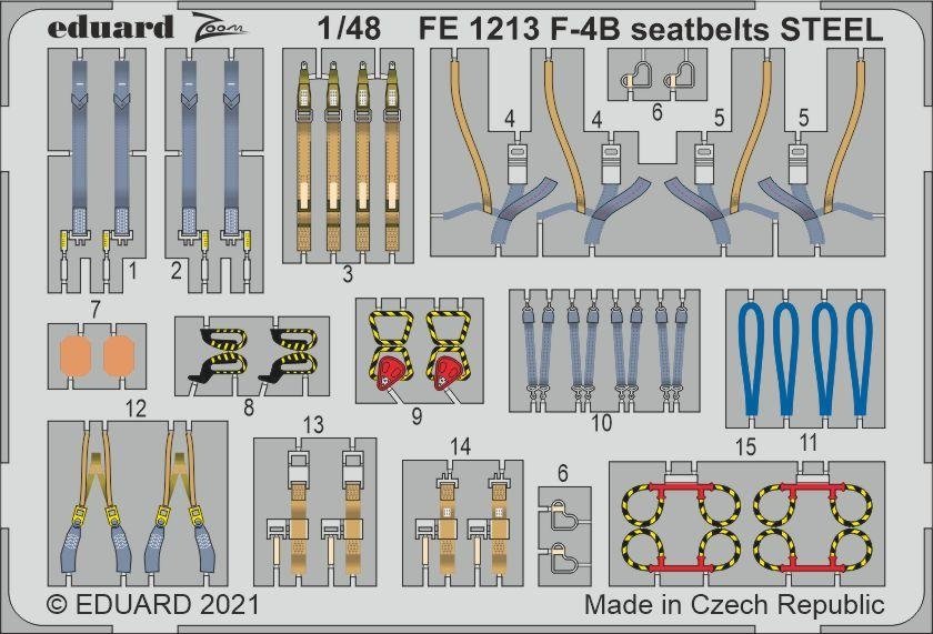 Ceintures de sécurité Eduard FE1213 F-4B en acier Tamiya 1/48