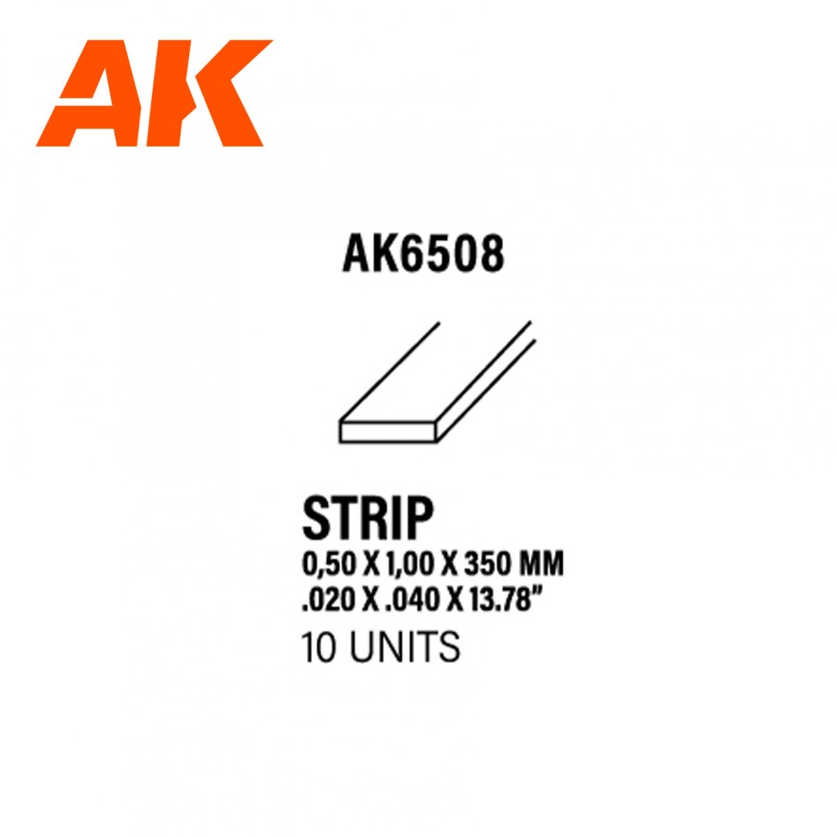 AK Interactive AK6508 BANDES 0,50 X 1,00 X 350MM – BANDE DE STYRÈNE – (10 UNITÉS)