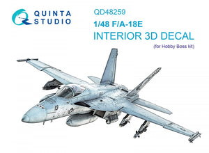 Intérieur imprimé en 3D et coloré sur papier décalcomanie Quinta Studio QD48259 F/A-18E (HobbyBoss) 1/48
