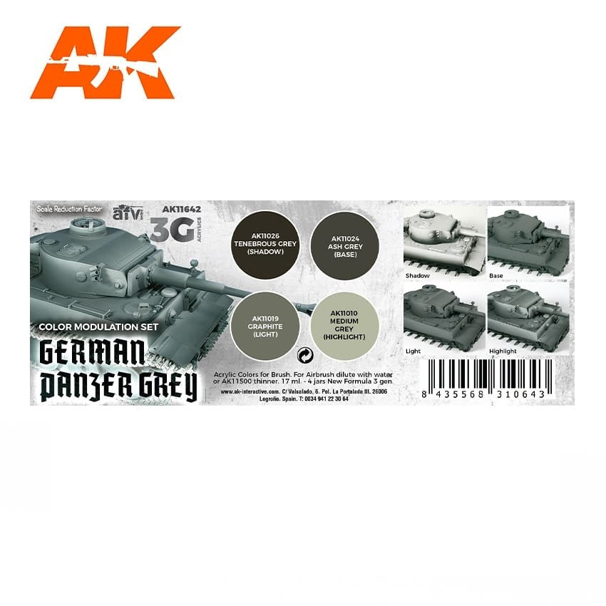 AK Interactive AK11642 GERMAN PANZER GREY MODULATION SET 4x17 ml – zdjęcie 2