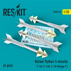 RESKIT RS32-0085 PYTHON 5 MISSILES (4 PIÈCES) 1/32