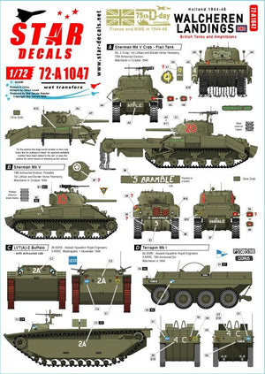 Star Decals 72-A1047 Débarquement de Walcheren. Chars et véhicules amphibies britanniques aux Pays-Bas, 1944-1945, échelle 1/72