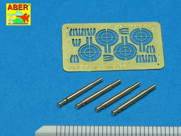 Aber A32008 Ensemble de 4 canons pour mitrailleuses d&amp;#39;avion allemandes Oerlikon MG FF de 20 mm avec viseurs (1/32) – image 2