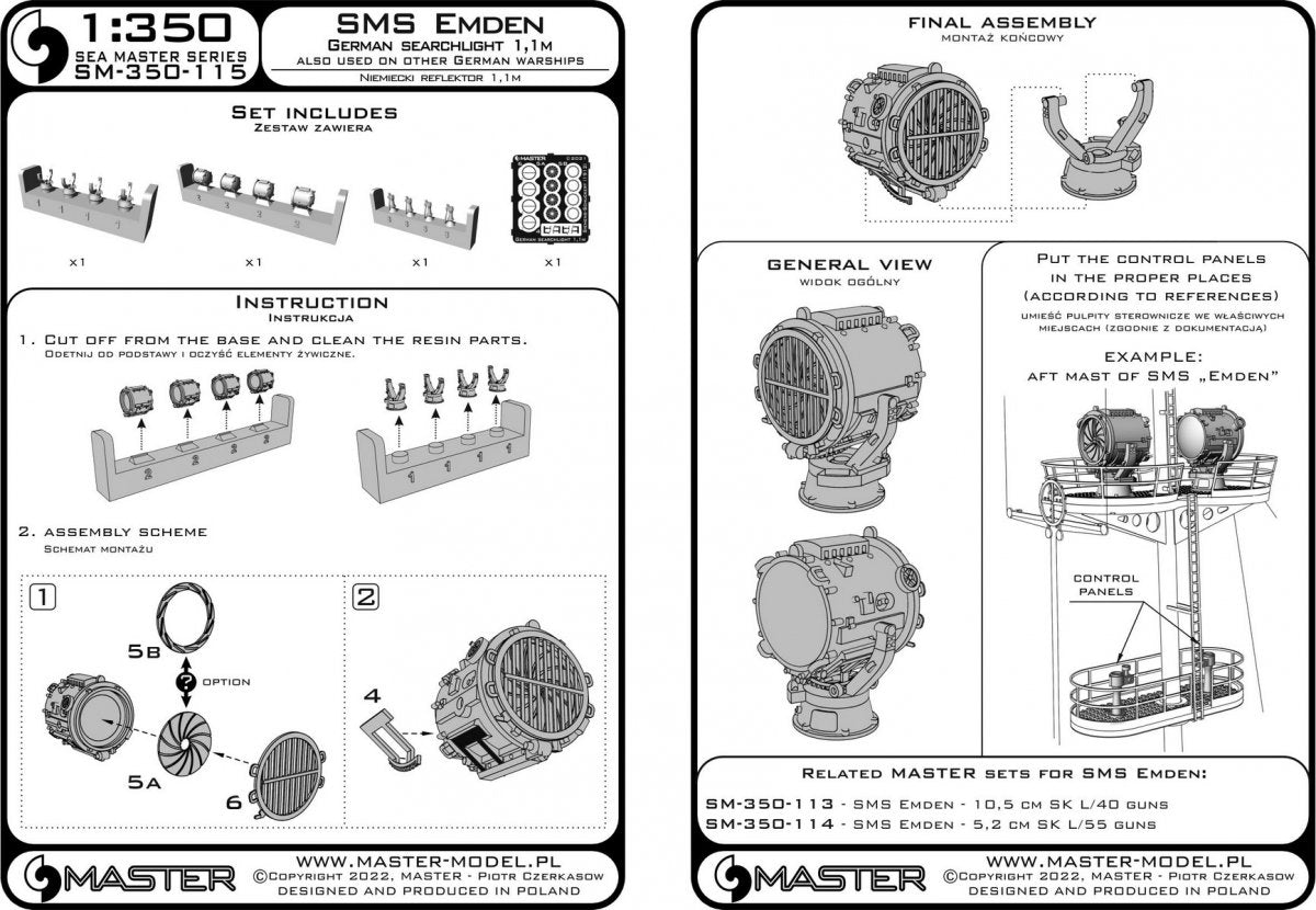 Projecteur Master SM-350-115 SMS Emden - Projecteur allemand 1,1 m 1/350 – Bild 7