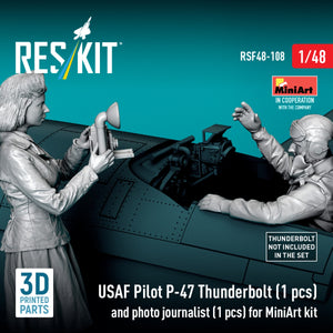 RESKIT RSF48-0108 USAF Pilot P-47 Thunderbolt (1 pcs) and photo journalist (1 pcs) for MiniArt kit (3D Printed) 1/48