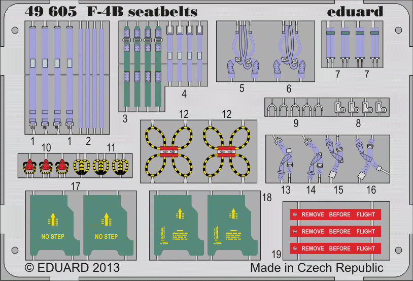 Ceintures de sécurité Eduard 49605 F-4B 1/48 ACADEMY MINICRAFT