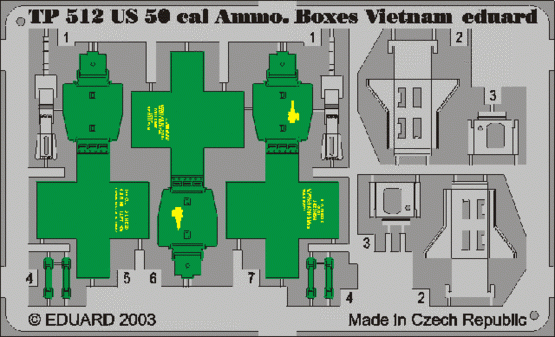 Boîtes de munitions Eduard TP512 US Cal. 0.50, Vietnam, échelle 1/35