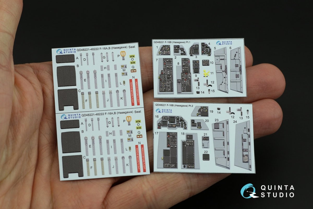 Intérieur imprimé en 3D et coloré sur papier décalcomanie Quinta Studio QD48221 F-16B (Hasegawa) 1/48 – image 6