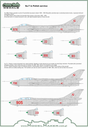 ModelMaker Decals D48009A Su-7 en service polonais 1/48 – imagen 3