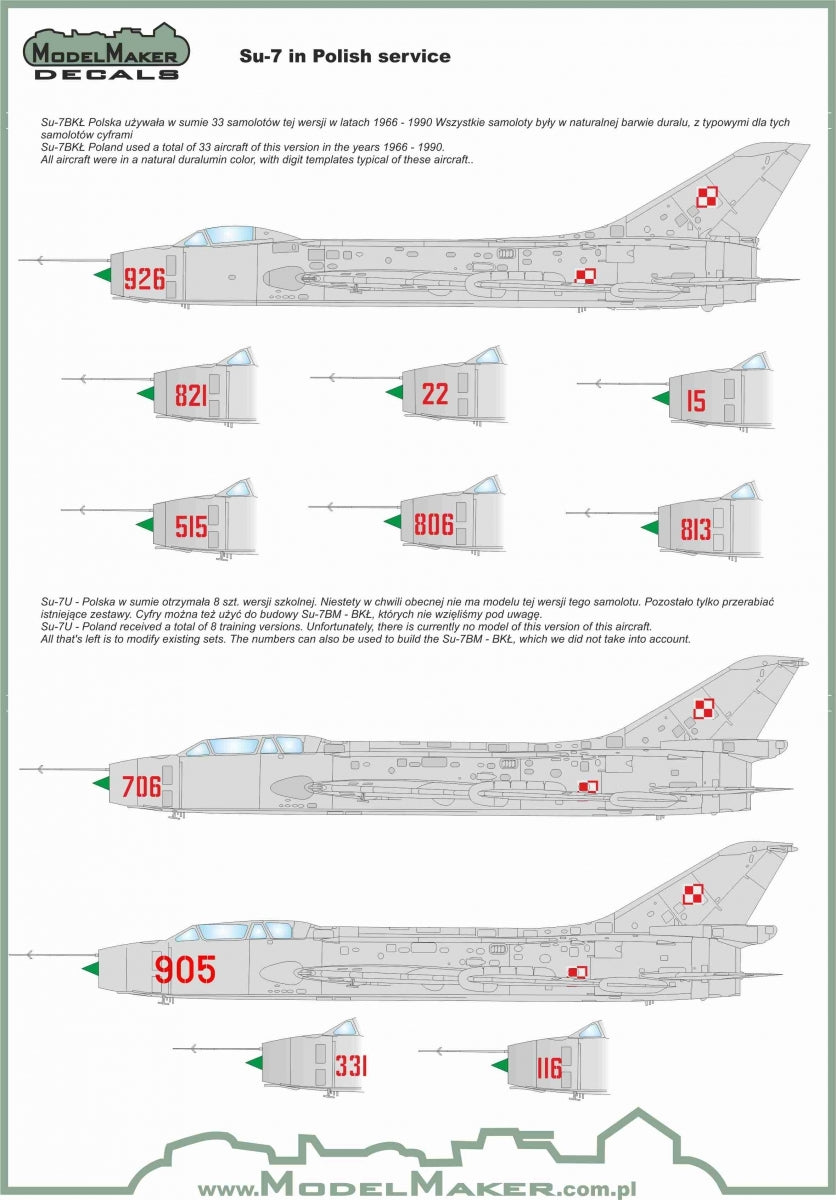 ModelMaker Decals D48009A Su-7 en service polonais 1/48 – imagen 3