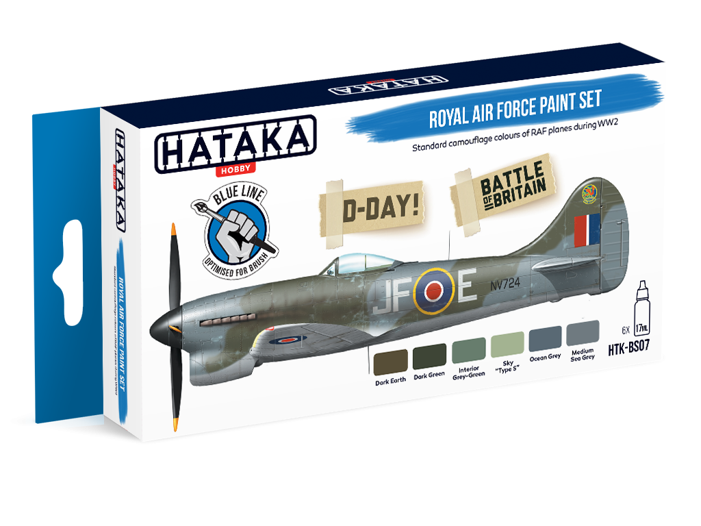 Hataka HTK-BS07 BLUE LINE – Coffret de peinture Royal Air Force 6 x 17 ml