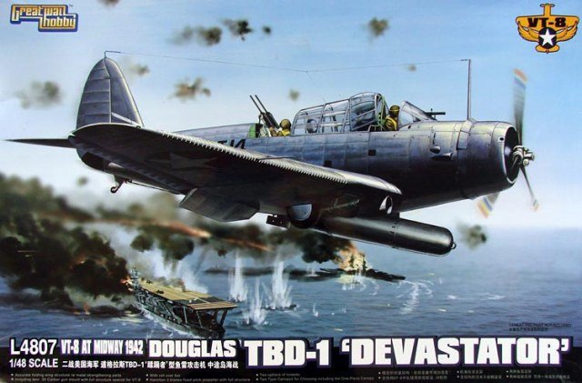 Maquette Great Wall Hobby L4807 VT-8 AT Midway 1942 Douglas TBD-1 Devastator 1/48
