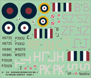 Décalcomanies ModelMaker D48219 Hawker Hurricane Mk.I en service polonais, partie 1, échelle 1/48 – image 2