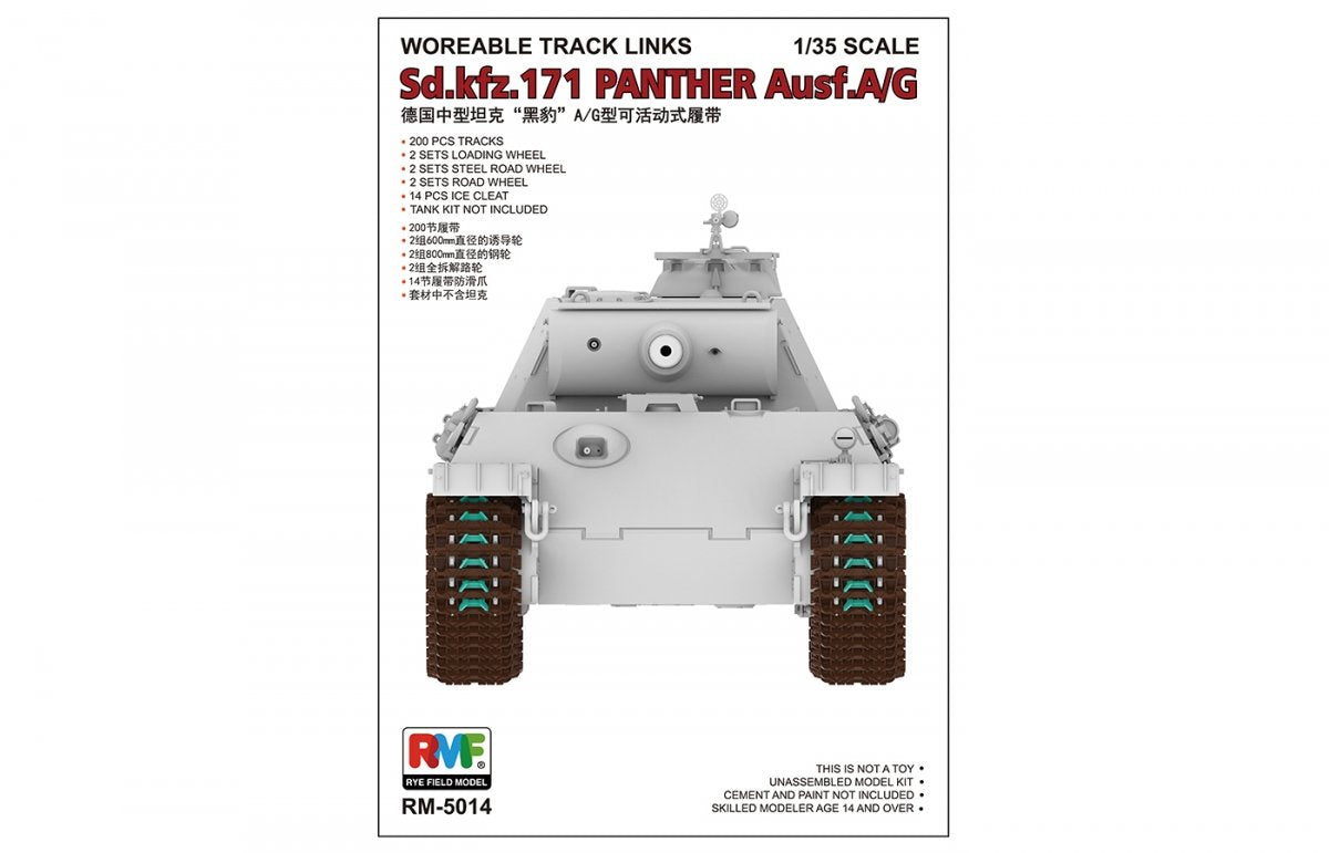 Maillons de chenille fonctionnels Rye Field Model 5014 pour Panther Ausf. A/G 1/35