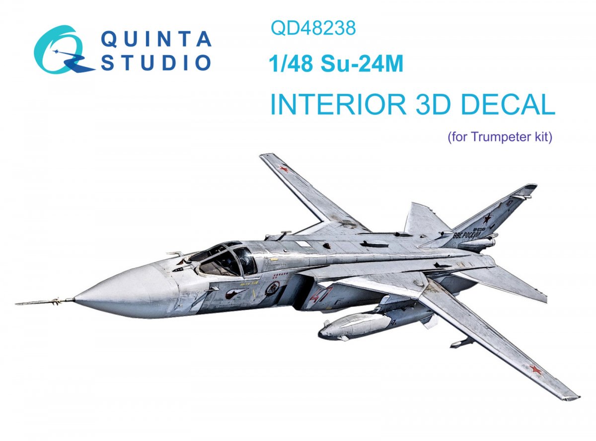 Intérieur imprimé en 3D et coloré sur papier décalcomanie Quinta Studio QD48238 Su-24M (Trumpeter) 1/48