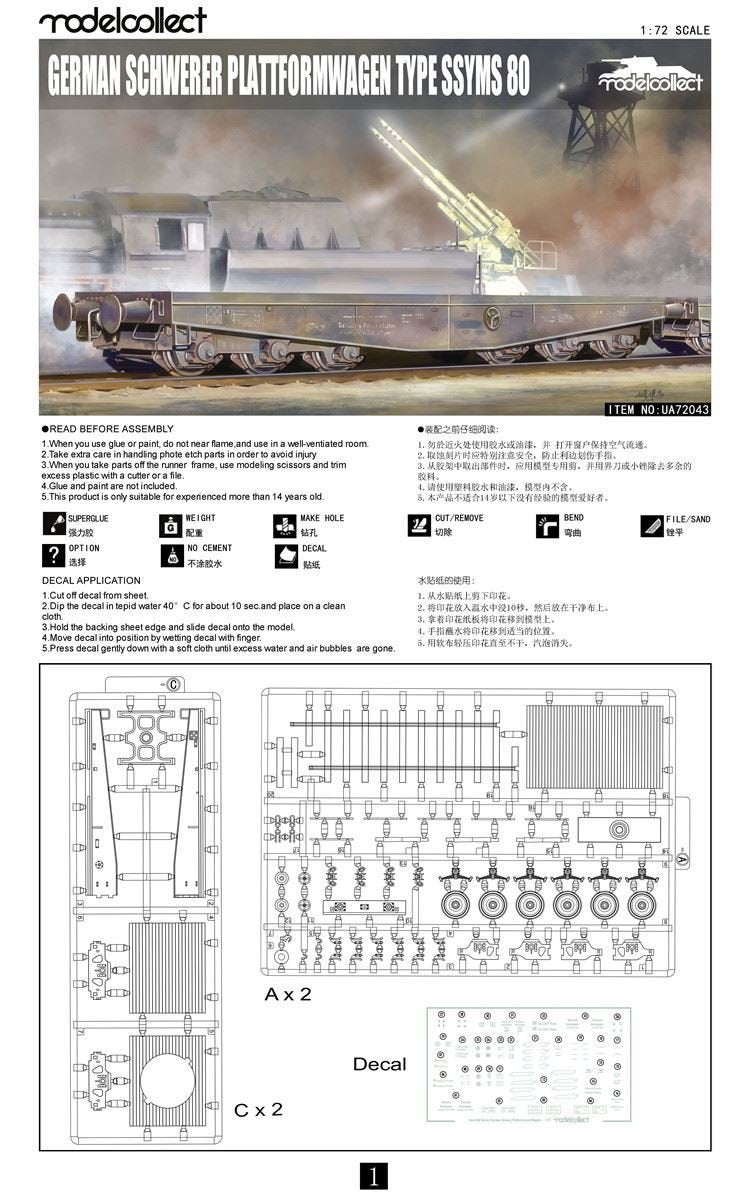Modelcollect UA72043 German Schwere Plattformwagen Type SSyms 80 1/72 – zdjęcie 2