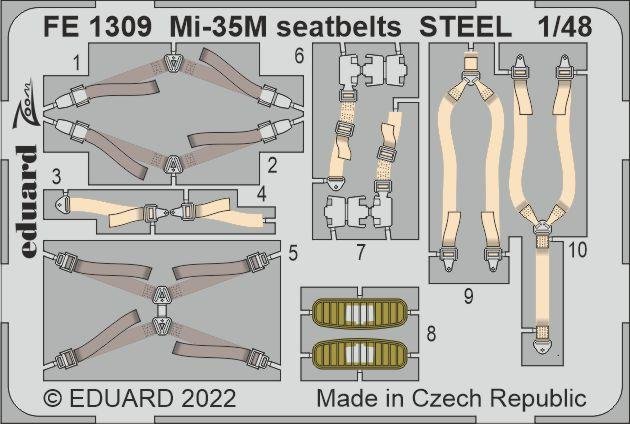 Ceintures de sécurité Eduard FE1309 Mi-35M en acier ZVEZDA 1/48
