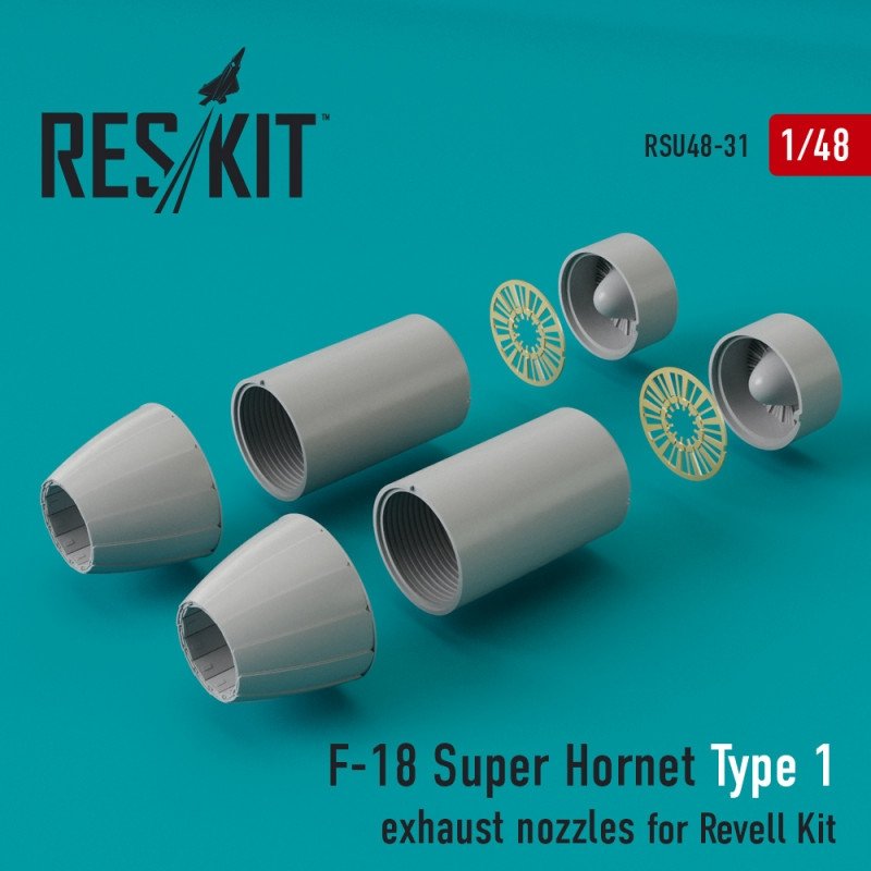 RESKIT RSU48-0031 Buses d'échappement F-18 Super Hornet Type 1 pour maquette Revell au 1/48 