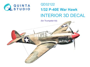 Intérieur imprimé en 3D et coloré sur papier décalcomanie Quinta Studio QD32122 P-40E War Hawk (Trumpeter) 1/32