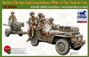 Canon antichar britannique Bronco CB35170 de 6 livres (aéroporté) avec équipage de camion de 1/4 de tonne (1/35)