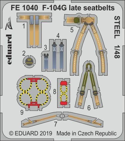 Eduard FE1040 F-104G ceintures de sécurité tardives MAQUETTE EN ACIER 1/48 KINETIC