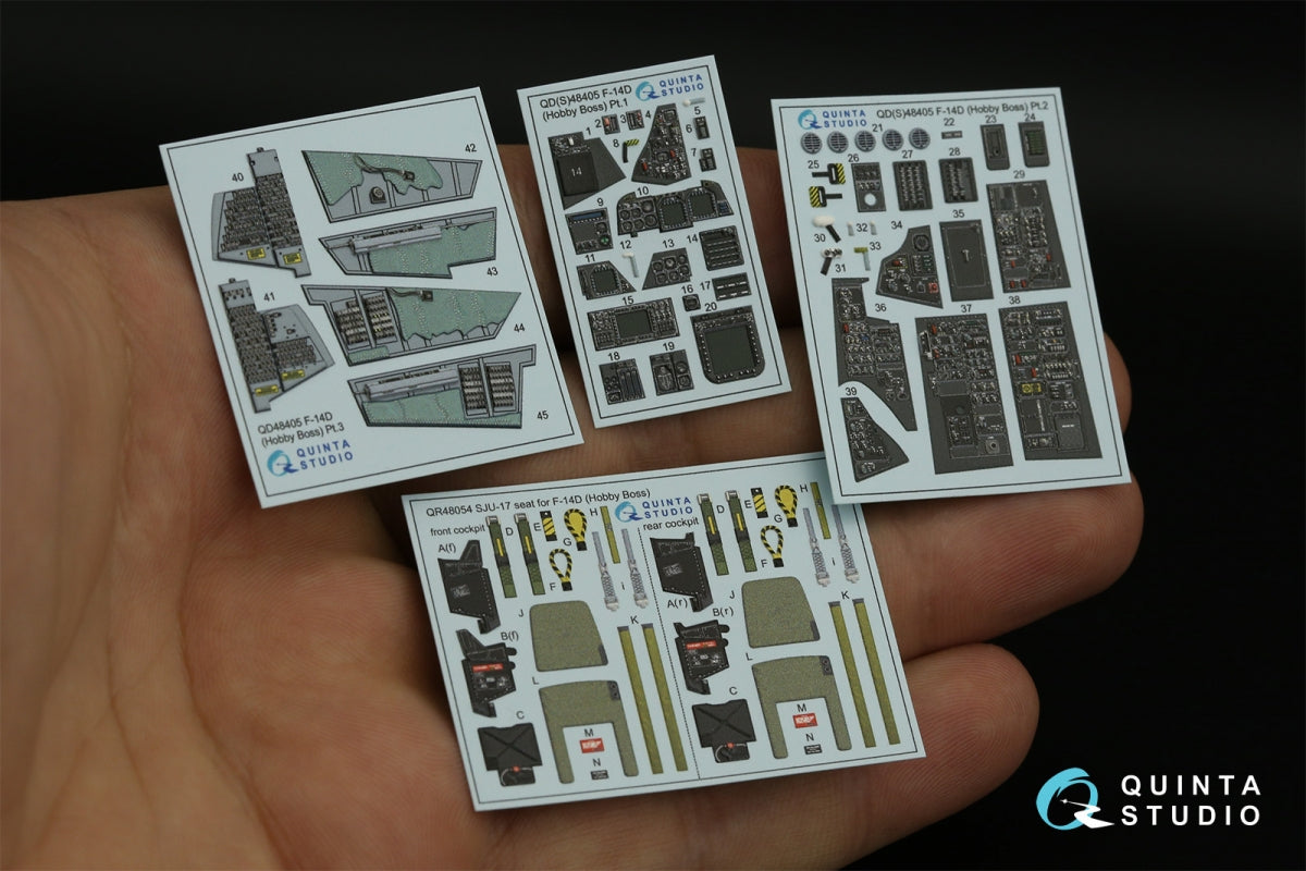 Intérieur imprimé en 3D et coloré sur papier décalcomanie Quinta Studio QD48405 F-14D (Hobby Boss) 1/48  – image 3