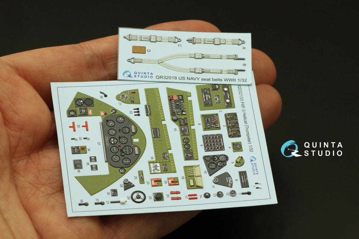 Intérieur imprimé en 3D et coloré sur papier décalcomanie Quinta Studio QD32133 F6F-3 Hellcat (Trumpeter) 1/32 – image 6