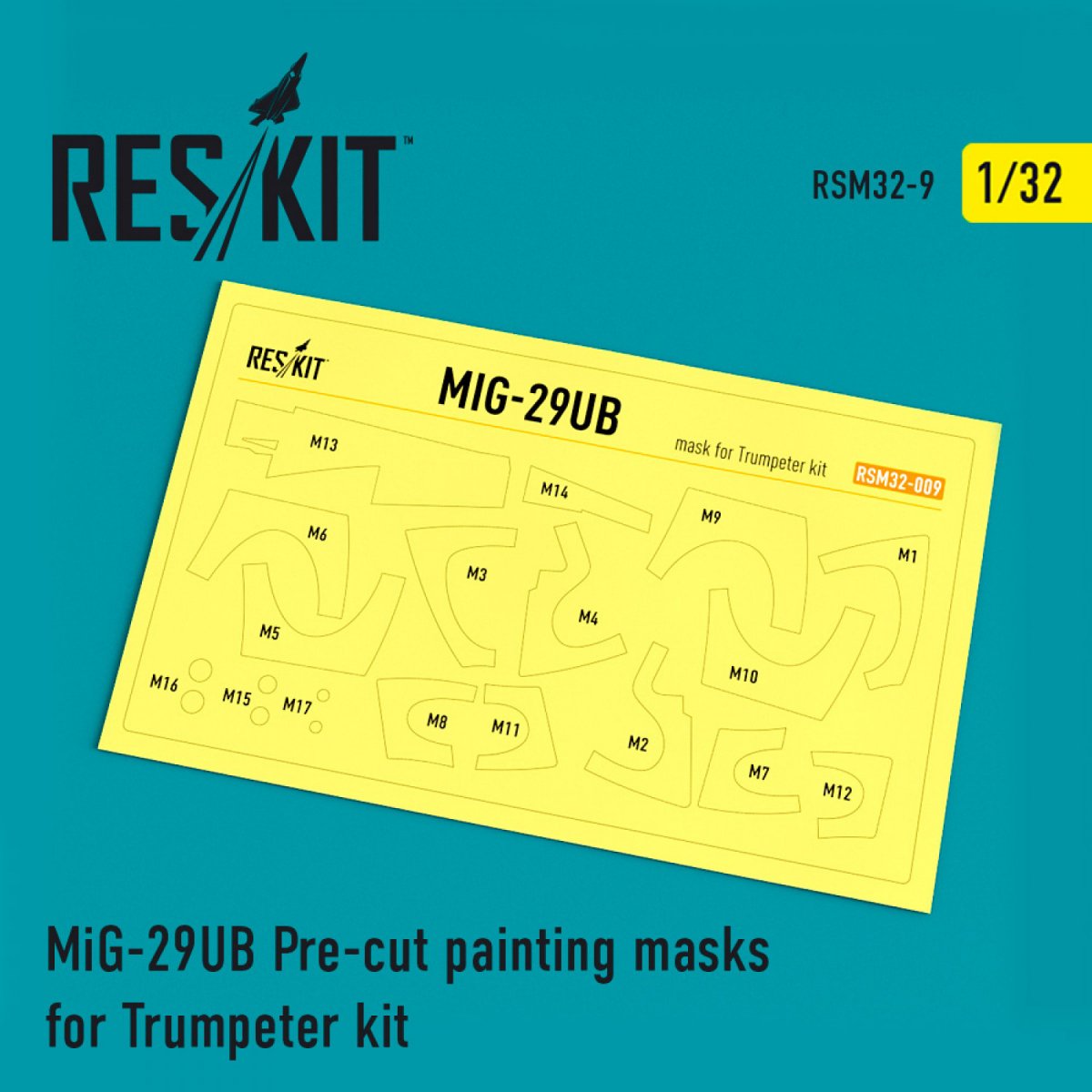 Masques de peinture prédécoupés RESKIT RSM32-0009 MIG-29UB pour kit Trumpeter 1/32 
