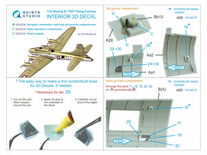 Maquette Quinta Studio QD32236 : compartiments du navigateur, du bombardier et des mitrailleurs latéraux et de queue du Boeing B-17E/F. Intérieur coloré imprimé en 3D (modèles HK) à l&amp;#39;échelle 1/32. – immagine 10