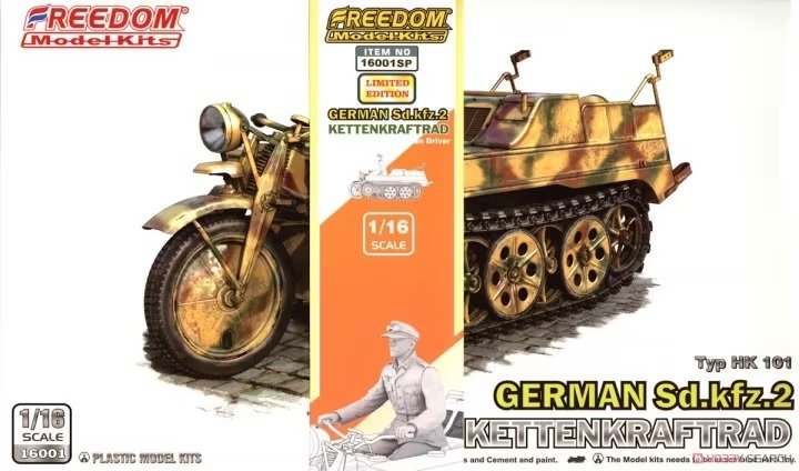 Freedom 16001SP Sd.Kfz. 2 Kettenkraftrad Type HK 101 with Driver 1/16