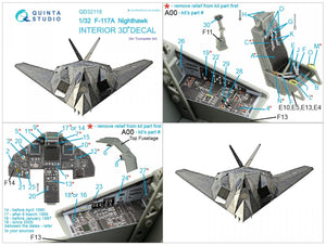 Intérieur imprimé en 3D et coloré sur papier décalcomanie Quinta Studio QD32118 F-117A (Trumpeter) 1/32 – image 8