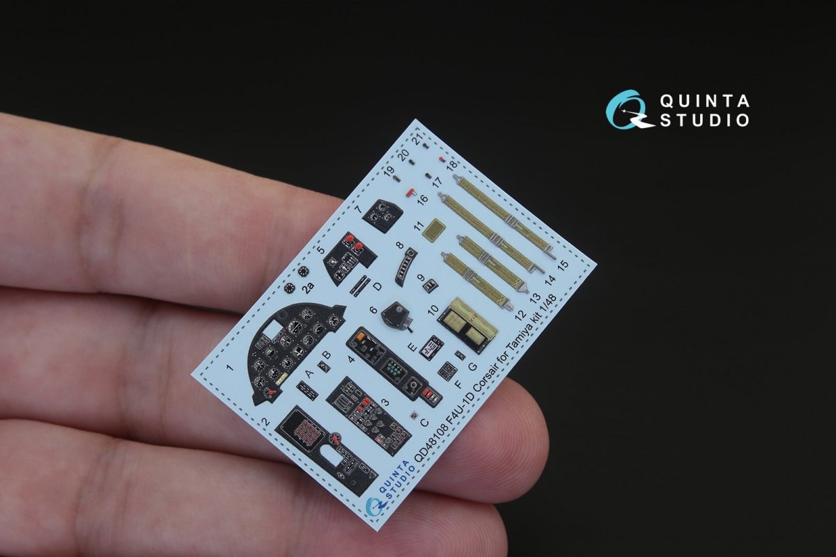 Intérieur imprimé en 3D et coloré sur papier décalcomanie Quinta Studio QD48108 F4U-1D (pour maquette Tamiya) 1/48 – image 5