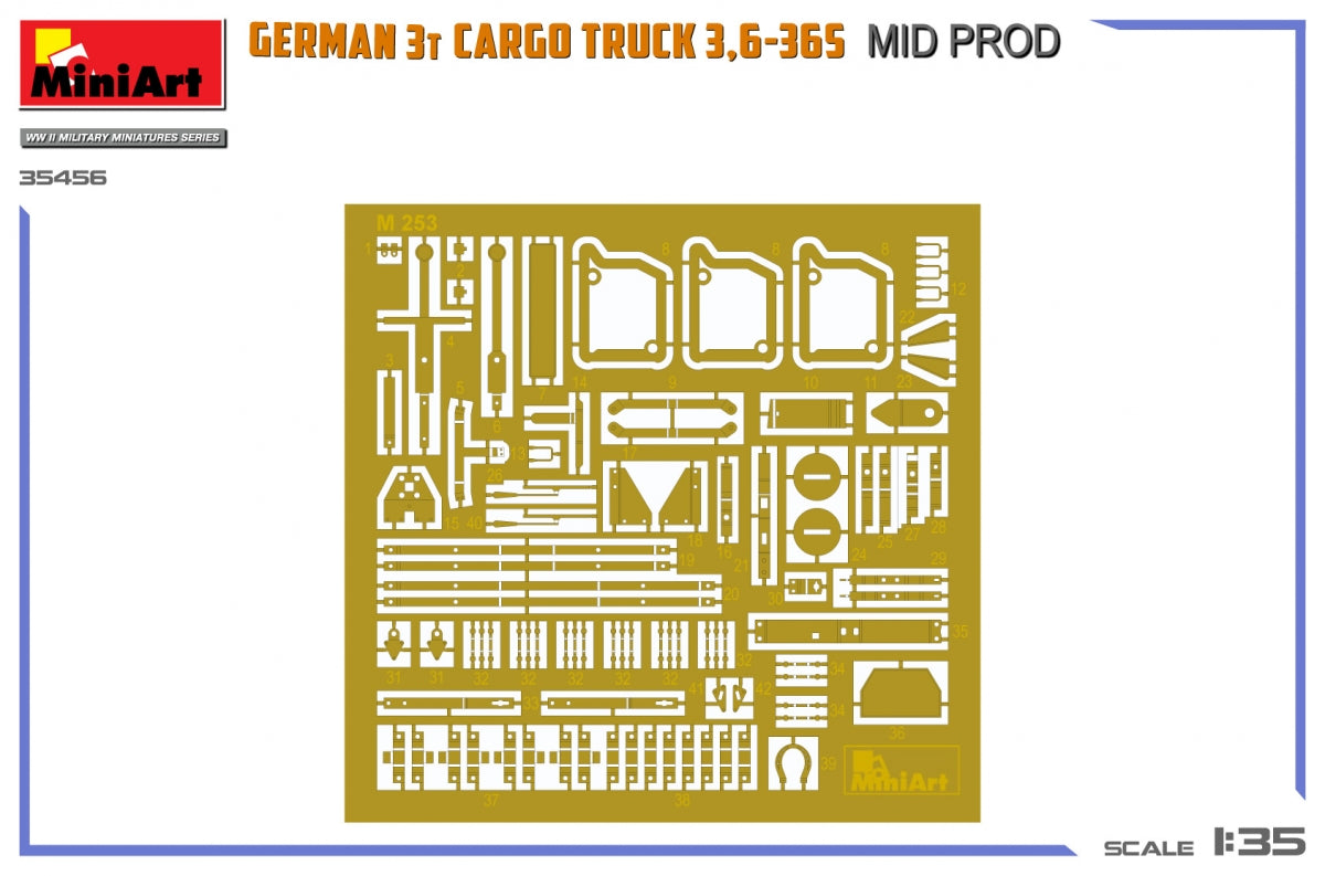 Miniart 35456 CAMION DE CHARGEMENT ALLEMAND 3T 3.6-36S MID PROD 1/35 – imagen 3