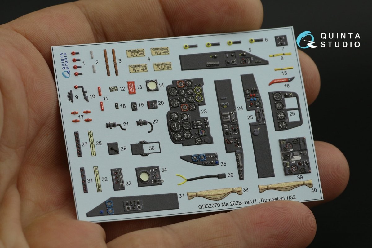 Intérieur imprimé en 3D et coloré sur papier décalcomanie Quinta Studio QD32070 Me 262B1a/U-1 (Trumpeter) 1/32 – image 9