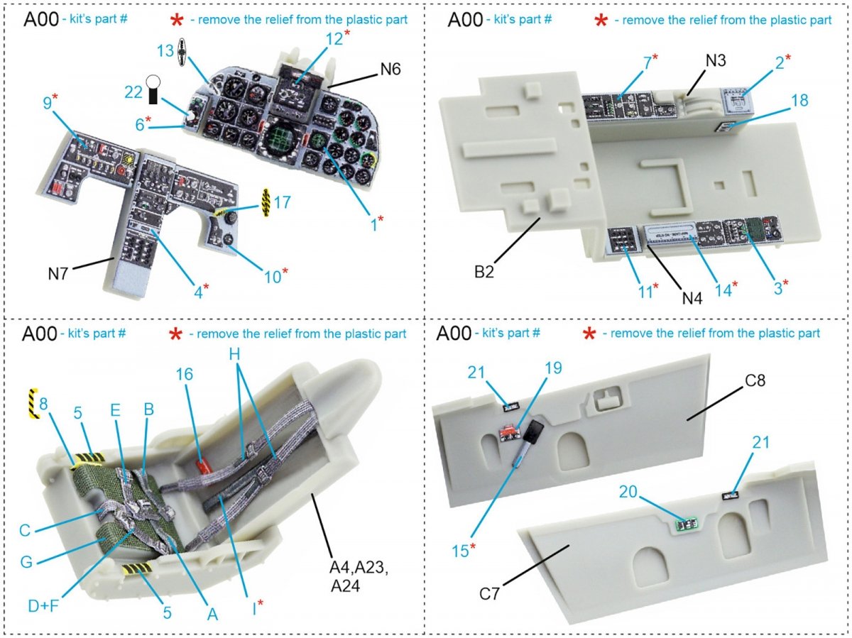Intérieur imprimé en 3D et coloré sur papier décalcomanie Quinta Studio QD48211 F-5E-3 Tiger II (AFV Club) 1/48  – immagine 2